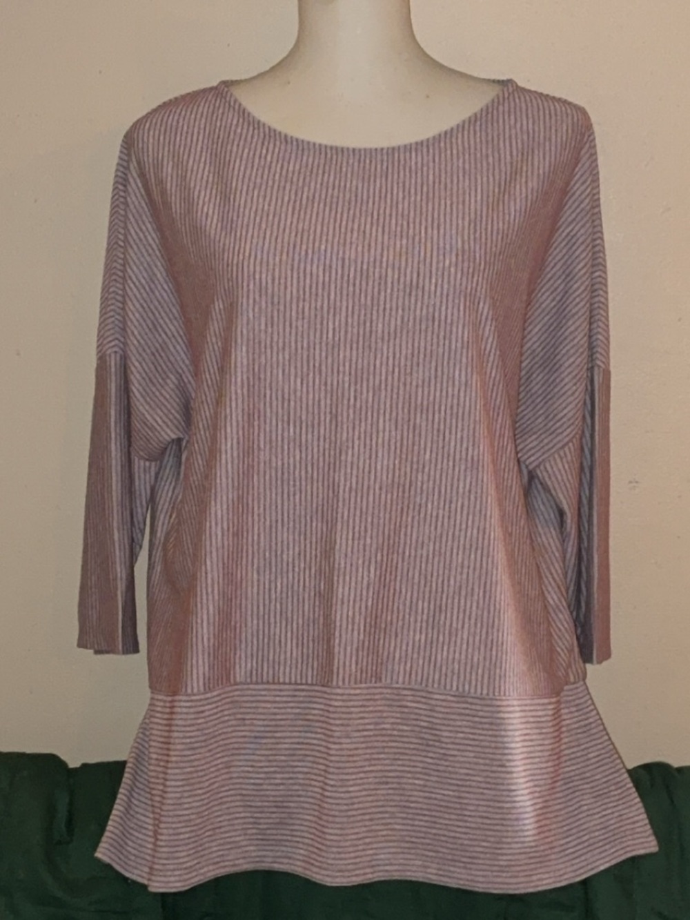 Relaxed Pink Striped Boatneck Tunic Top